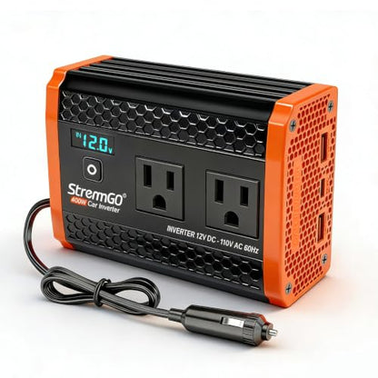 400W Power Inverters for Vehicle Dual AC Car Plug Adapter Outlet | USB 24W/30W Fast Charge, Inverter 12V to110V, Cigarette Lighter Adapter for Laptop/Camping/Road Trippers