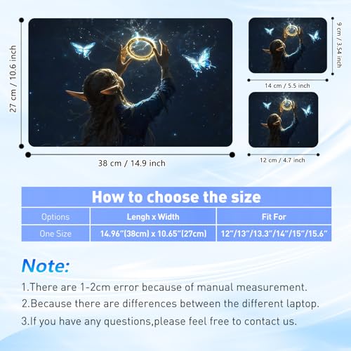 Universal Laptop Skin Sticker Decal with 2 Wrist Pad Skins, Waterproof Scratch Vinyl Cover for 11–15.6 Inch MacBook, HP, Dell, Lenovo, Cutable & Reusable,Elven Girl Magic Ring - color: Elven Girl Magic Ring