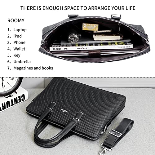 FSD.WG]Business Bag Leather Briefcase Shoulder Laptop Business Bag for Men - color: Black