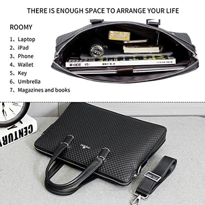 FSD.WG]Business Bag Leather Briefcase Shoulder Laptop Business Bag for Men - color: Black