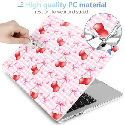 MEEgoodo Case for M5/M4/M3/M2 MacBook Air 15 inch Case 2026 2025 2024 2023, Laptop Shell Fit Model (A3448/A3241/A3114/A2941) for MacBook Air 15.3-inch, Cherry Bow Pattern - color: Cherry Bow Pattern