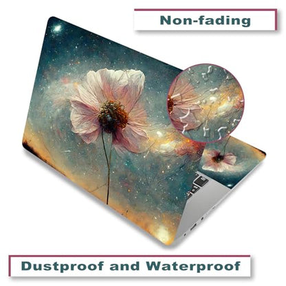 Laptop Decal Sticker Skin Cover, 12" 13.1" 13.3" 14" 15" 15.4" 15.6" Laptop Netbook Vinyl Art Skin Sticker Cover Notebook PC Protector (2 Wrist Pad Included), Removable Reusable, Floral Stars - color: Floral Stars