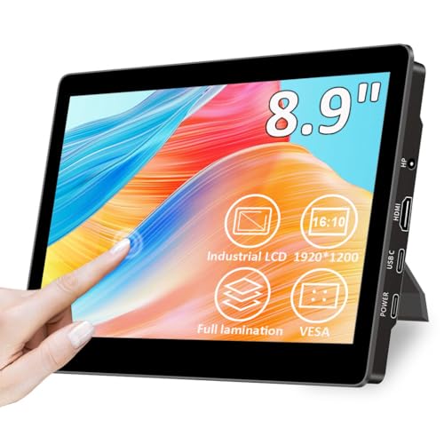 8.9 inch Touch Monitor with Stand| 1920 * 1200 |16:10|450Nits|Optical Bonding| HDMI/USB-C Port|Small Monitor for Mini PC Laptop Mac mini