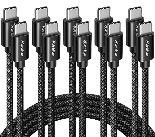CLEEFUN USB C to USB C Cable 3ft, 5-Pack C to C Cable Fast Charging 60W | Type C Charger for iPhone 17 16 15 Pro Max/Plus, Samsung Galaxy S26 S25 S24 Ultra, iPad/MacBook USBC to USBC Cord - color: Black, size: 3ft+3ft+3ft+3ft+3ft