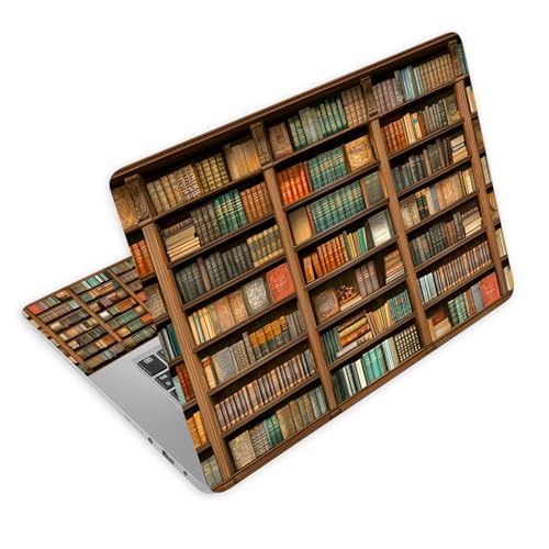 Universal Laptop Skin Decal, 3-Piece Vinyl Protector for 12 13 14 15.6" Notebook, Waterproof Anti-Scratch, Easy Trim & Bubble-Free Finish, Antique Book Filled Shelves - color: Antique Book Filled Shelves
