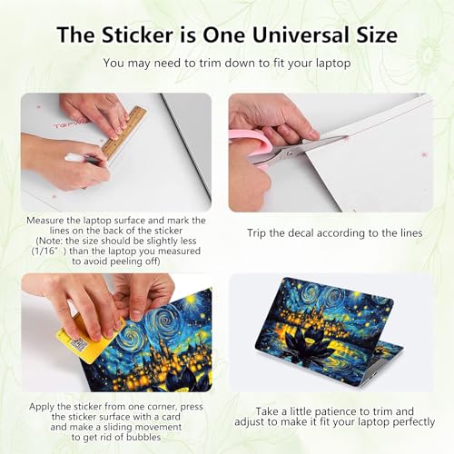 Laptop Skin Sticker Decal, Universal Reusable Vinyl Laptop Cover for 12" 13" 13.3" 14" 15" 15.4" 15.6" Notebook PC, Waterproof Scratch-Resistant with 2 Wrist Pads, Easy to Apply & Remove,Galaxy Lotus - color: Galaxy Lotus