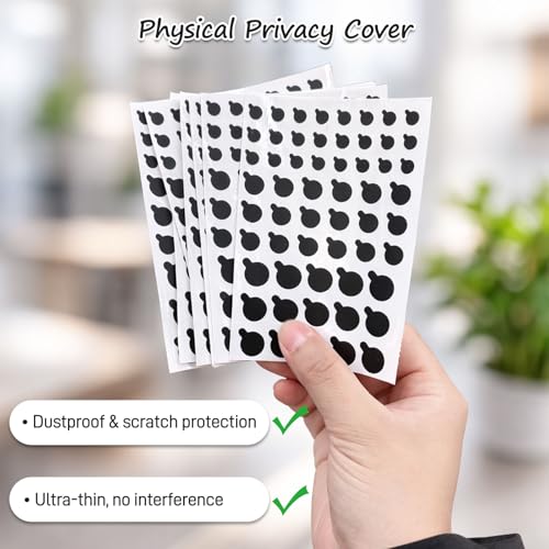 Solid Color Webcam Privacy Stickers, Anti-Peeping Camera Cover Tabs, Reusable Low-Tack Vinyl Covers, Multi-Size Black Sheets (7 Pack, Matte Finish)