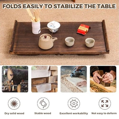 Wood Tea Table Portable Lap Desk No-Frills Foldable Study Table Laptop Table Desk for Bed Low Table Folding Coffee Table with a Futon Cushion for Tatami Home, Living Room, Office, Outdoor(Small: 23.4* - size: Small: 23.4*12.6*10.4in