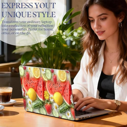 Universal Laptop Skin Sticker Decal,15.6 Inch Laptop Vinyl Cover for 13" 14" 15.6" Laptop,Scratch-Resistant Waterproof Protector Wrap,Reusable with Wrist Pads,Summer Fruit Ice Pattern - color: Summer Fruit Ice Pattern
