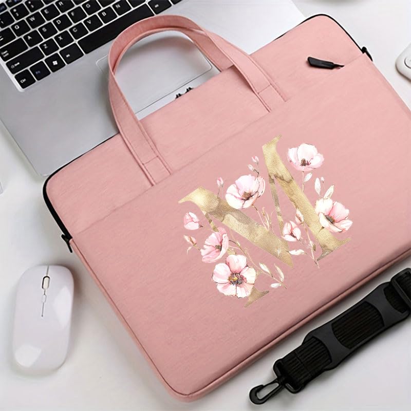 Computer Bag For Men & Women, With Initial Laptop Bag,14/15inches Messenger bag For Office、Business、Travel、School - color: Pk-m