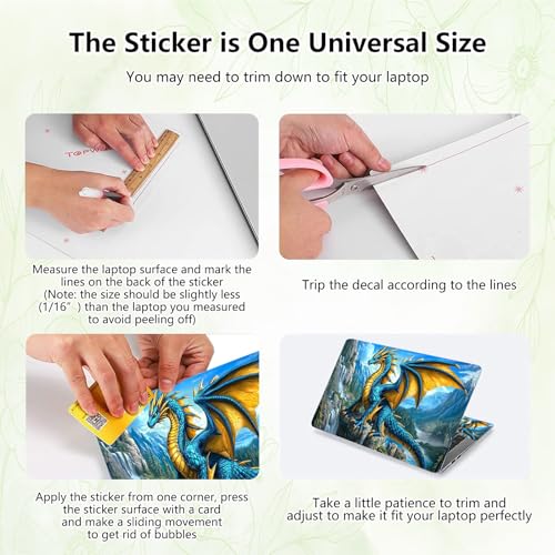 Laptop Skin Sticker Decal, Universal Reusable Vinyl Laptop Cover for 12" 13" 13.3" 14" 15" 15.4" 15.6" Notebook PC, Waterproof Scratch-Resistant with 2 Wrist Pads, Easy to Apply & Remove,G Dragon - color: G Dragon