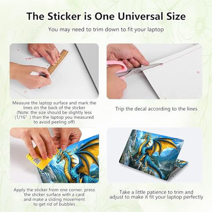 Laptop Skin Sticker Decal, Universal Reusable Vinyl Laptop Cover for 12" 13" 13.3" 14" 15" 15.4" 15.6" Notebook PC, Waterproof Scratch-Resistant with 2 Wrist Pads, Easy to Apply & Remove,G Dragon - color: G Dragon