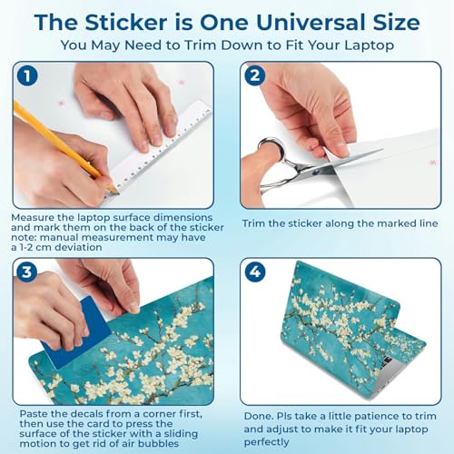 Reusable Universal Laptop Skin Sticker, Cut to Fit for 11.6–15.6 Inch Laptops, Waterproof Protective Film, No-Residue - Spring Blossom Branches - color: Spring Blossom Branches