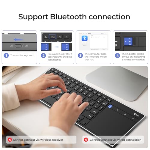 CZUR Portable Computer Keyboard with Trackpad, Rechargeable Bluetooth Keyboard with Touchpad, Wireless Ultra Slim Keyboard for PC/Laptop/Tablet/Phone, for Windows/Android