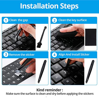 English Keyboard Stickers,[5 in 1] Replacement English Keyboard Letters Sticker with White Font on Black Background Universal for Laptop Desktop Computer,Matte Alphabet Sticker - color: White Letter