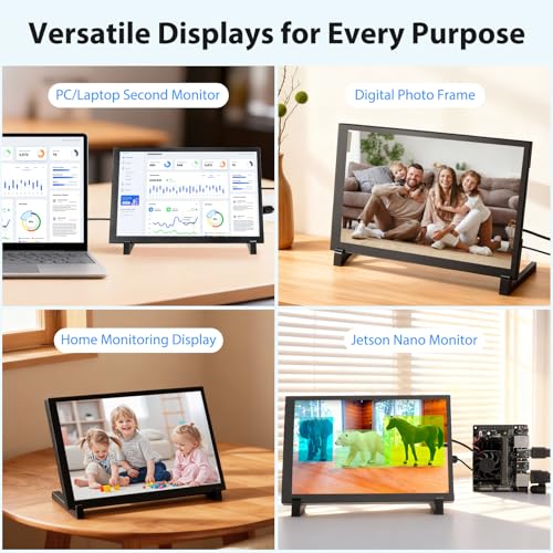ELECROW 10.1 Inch Touchscreen Monitor, 1280x800 IPS LCD HD Display with Stand, Portable Capacitive Touch Screen for Raspberry Pi 3/3B+/4B/5, Jetson Nano, Banana Pi, PC, Windows, Beaglebone