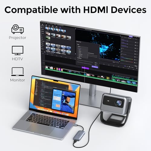 USB C Hub 7-in-1, NewQ USB C Hub with HDMI 4K, 3 USB-A 3.0 Ports, SD/TF Card Reader, 100W USB-C PD Charging, Slim Aluminum USB Hub for MacBook, Laptop & USB-C Devices