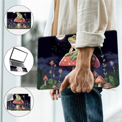 Universal Laptop Skin, DIY Cut-to-Fit Vinyl Cover Compatible with HP, Dell, Lenovo, Mac (13.3" to 15.6"), Anti-Scratch, No Residue & Bubble-Free Protective Decal Sticker, Frog Mushroom Moon - color: Frog Mushroom Moon
