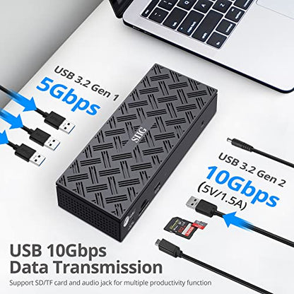 SIIG DisplayLink USB-C Dock, Quad 4K60Hz, 100W PD, 2.5GbE, JU-DK0Q11-S1 | Drive four 4K60 displays through DisplayLink; 100W PD, USB expansion and 2.5GbE support dense professional workstations. - style: Quad 4K Display