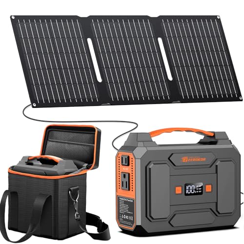 Portable Solar Power Station with Foldable Solar Panel 30W, 100W 110V AC Outlet Camping Solar Power Bank cwith Panels, DC Battery Power Pack for Laptop Smart Devices RV Outdoor Backup