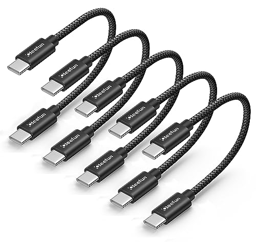 CLEEFUN USB C to USB C Cable 1ft, 5-Pack C to C Cable Fast Charging 60W | Type C Charger for iPhone 17 16 15 Pro Max/Plus, Samsung Galaxy S26 S25 S24 Ultra, iPad/MacBook USBC to USBC Cord - color: Black, size: 1ft+1ft+1ft+1ft+1ft