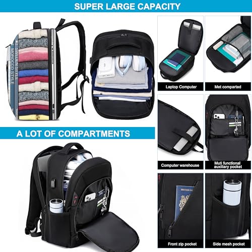 CAFELE Laptop Backpack 17.3 Inch Computer Backpack Daypack Water-Repellent Laptop Bag with USB Charging Port for Business/School/Travel/Women/Men (Black, 17.3 Inches) - color: Black