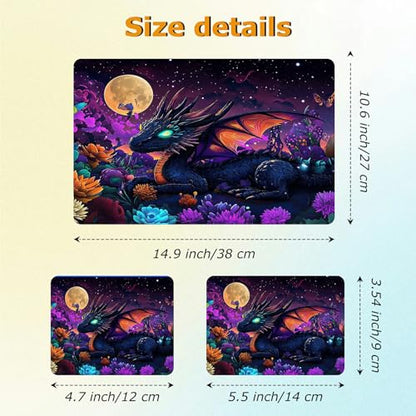 Universal Laptop Skin Sticker with 2 Wrist Pad Decals, 3-Piece Removable Vinyl Laptop Cover, Color Cute Dragon Waterproof Anti-Scratch, Easy-Trim Fit for 13.3" 14" 15.6" Laptops - color: Color Cute Dragon