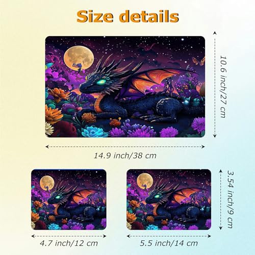 Universal Laptop Skin Sticker with 2 Wrist Pad Decals, 3-Piece Removable Vinyl Laptop Cover, Color Cute Dragon Waterproof Anti-Scratch, Easy-Trim Fit for 13.3" 14" 15.6" Laptops - color: Color Cute Dragon