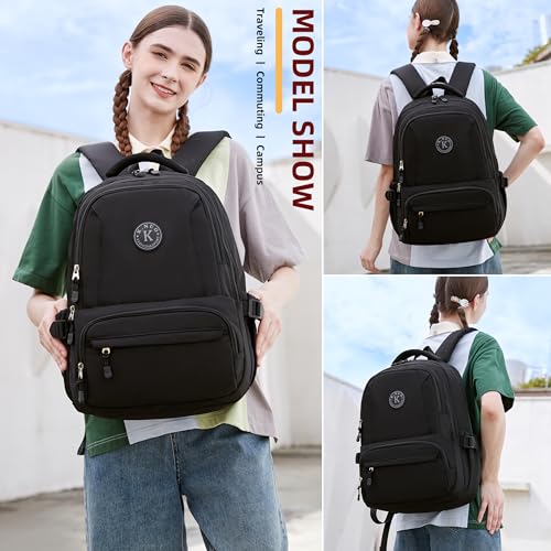 Laptop Backpack for Women Men 17 Inch , Anti Theft Carry on Travel Backpacks, Water Resistant College Bookbag Large Kids School Bag for Teens Boys Girls Business Work Back Pack Casual Daypack Black