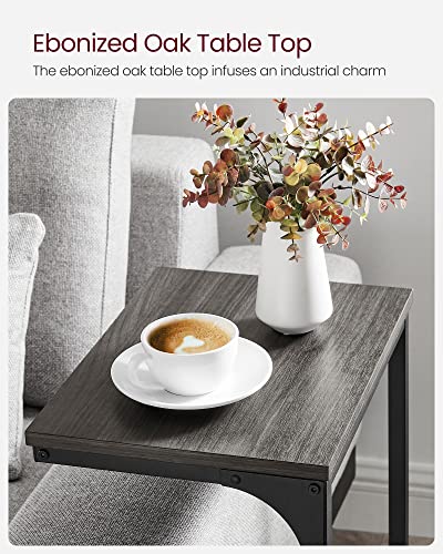 VASAGLE C-Shaped End Table, Side Table for Sofa, Couch Table with Metal Frame, Small TV Tray Table for Living Room, Bedroom, Ebonized Oak Finish and Black ULET353B42 - color: Ebonized Oak Finish + Black