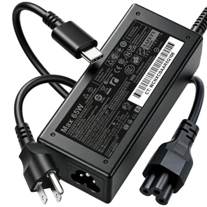 Business Office Universal 65W USB C Laptop Charger, Type C PD Fast Charging Adapter Compatible with Lenovo HP Dell Acer Asus Samsung Chromebook, Laptop Charger for School, Workspace and Commercial Use