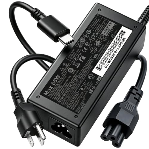 Business Office Universal 65W USB C Laptop Charger, Type C PD Fast Charging Adapter Compatible with Lenovo HP Dell Acer Asus Samsung Chromebook, Laptop Charger for School, Workspace and Commercial Use
