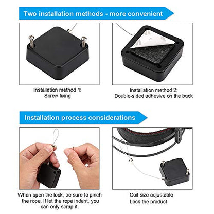 Loradar Retractable Cable Lock with Cable Tethers Customizable Cable Tether Stop Lost of Conference All Kinds Adapters and Safety Lock for All Kinds of Exhibits Such As Earphone.,Glasses,Watches. - color: Black 1
