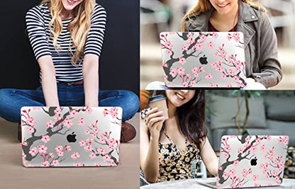 CISSOOK Compatible with MacBook Air 13 inch Case Pink 2021 2020 2019 2018 | A2337 A2179 A1932, 4in1 Set Hard Shell Case Keyboard Cover Screen Protector for MacBook Air 13 inch M1, Cherry Blossoms - color: Cherry blossoms