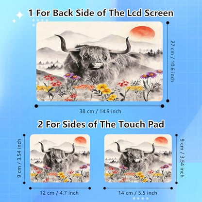 Universal Laptop Skin Sticker Decal for 11.6”12" 13" 13.3" 14" 15" 15.4" 15.6" Reusable Waterproof Scratch-Scratch Resistant Protective Vinyl Laptop Notebook Skin Stickers - Cow Flowers - color: Cow Flowers