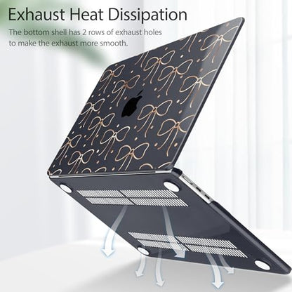 Tuiklol for MacBook Air 13 inch Case M5 2026 M4 2025 M3 2024 M2 2022 Release Model A3449 A3240 A3113 A2681,Plastic Hard Shell Cover for MacBook Air 13.6 with Touch ID, Gold Bow - color: Gold Bow