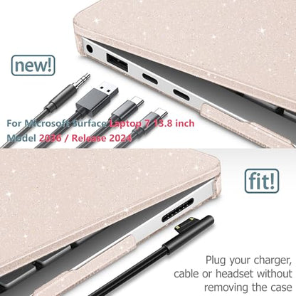 Mektron Glitter Case for 13.8" Microsoft Surface Laptop 8 2026 Fits Surface Laptop 13.8 Inch 7 2024 Cover (Model: 2036),Keyboard Cover +Screen Protector +Dust Plugs, Sparkly Sakura Pink - color: Sparkly Sakura Pink