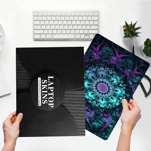 Universal Laptop Skin Sticker with 2 Wrist Pad Skins, Waterproof Scratch Resistant Vinyl Laptop Cover Decal, Cut to Fit for 11–15.6 Inch MacBook HP Dell Lenovo, Blue Mandala - color: Blue Mandala