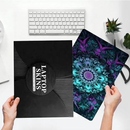 Universal Laptop Skin Sticker with 2 Wrist Pad Skins, Waterproof Scratch Resistant Vinyl Laptop Cover Decal, Cut to Fit for 11–15.6 Inch MacBook HP Dell Lenovo, Blue Mandala - color: Blue Mandala