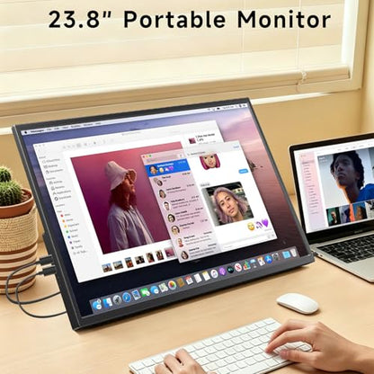 23.8 Inch Portable Monitor for Laptop, 120Hz FHD 1080P IPS External Monitor, 400 Nits HDR Large Second Screen with USB-C HDMI, VESA Compatible Travel Monitor for MacBook PC Phone PS5 Xbox Switch - size: 23.8 Inch
