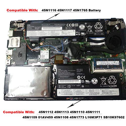 45N1112 Laptop Battery Compatible with Lenovo ThinkPad A275 T440 T440S T450 T450S T460 X230S X240 X240S X250 X260 X270 Series Internal 45N1113 45N1111 01AV459 45N1109 45N1110 45N1773 11.4V 24Wh - size: 6.50*3.11*0.31 inch 45N1112