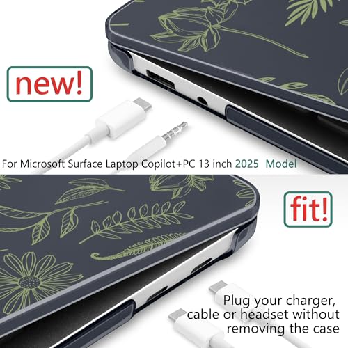 Batianda Case for Microsoft Surface Laptop 13 inch 2025 2026,Sage Botanical | Fits Model 2095, Artistic Patterns Ultra-Slim Lightweight Scratch-Resistant Hard Shell with Professional Protection - color: Plant branches