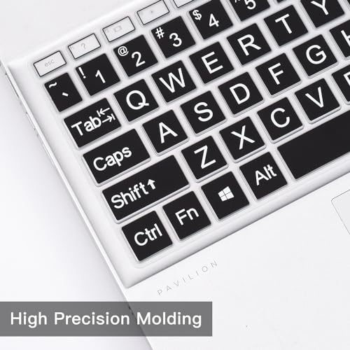Large Print Keyboard Cover Skin for 2026 2025 HP 15.6 inch Laptop15-fc 15-fd Series, HP 15-fc0499nr 15-fc0502nr 15-fc0399nr 15-fc0099nr fc0245dx fc0047nr 15-fd0023dx 15-fd0123dx 15-fd0127dx 15t-fd100 - color: Black(Large Font)