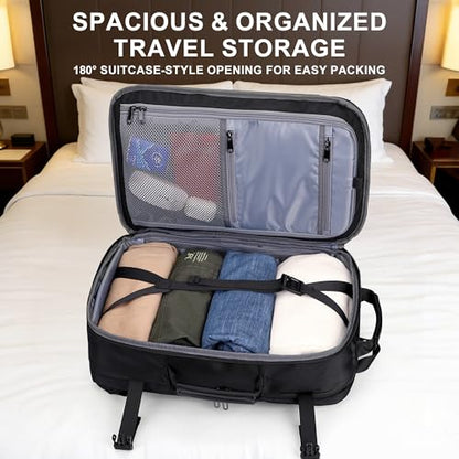 Travel Backpack Carry On Everyday Laptop Backpack Fits 16" Laptop | Flight Approved Luggage Backpack for Men Women, Suitcase-Style Main Pocket, Laptop Compartment, USB Port, for Travel, Daily - color: Black