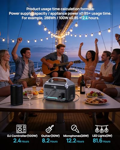 DARAN Portable Power Station 600W (1200W Peak), 288Wh Solar Generator LiFePO4 Battery with AC DC Outlets, 2hrs Fast Charging, 7-Port Design for Emergency, Hurricane (Solar Optional)