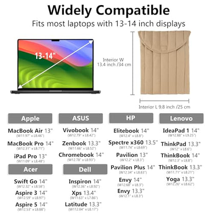 Puffy Laptop Sleeve 13-14 Inch, Soft Laptop Case, Streak-Beige | Compatible with 13-14 Inch Macbook Pro/Air/Neo, Asus/Dell Xps/Lenovo Laptops, Protective Carrying Bag for Women and Men - color: Streak-Beige, size: 13/14