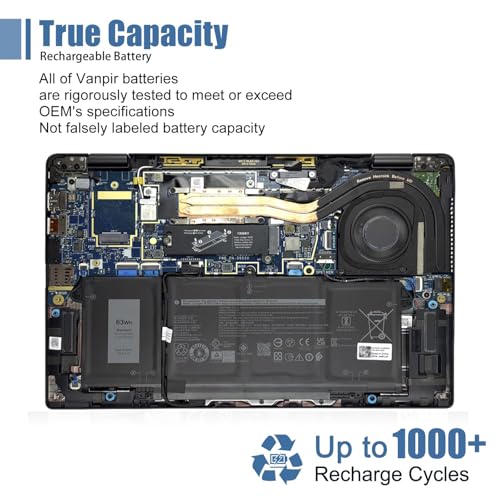 7FMXV 63Wh Laptop Battery Replacement for Dell Latitude 7320 5320 7420 7520 Series TN2GY 9JM71 727CG CN-0727CG 15.2V 3941mAh - size: 10.44*3.68*0.25 inch 7FMXV