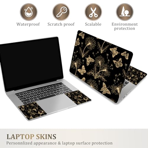 ArtSo Laptop Skin Sticker Decal,16.5 17 17.3inch Laptop Netbook PC Notebook Universal Vinyl Reusable Skin Sticker Cover Personalized Art Case Protector, Golden Butterfly - color: Golden Butterfly