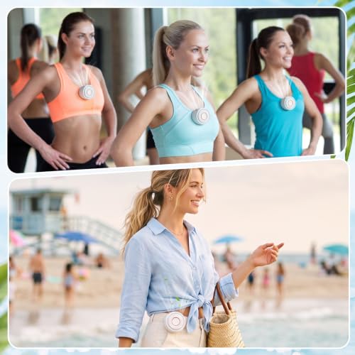 3 Pack Portable Silent Mini Bladeless Fan Clip On Cooling USB Rechargeable Electric Small Fan for Shirt Belt Waist Outdoor Travel Office Summer Wear Personal Use(White) - color: White
