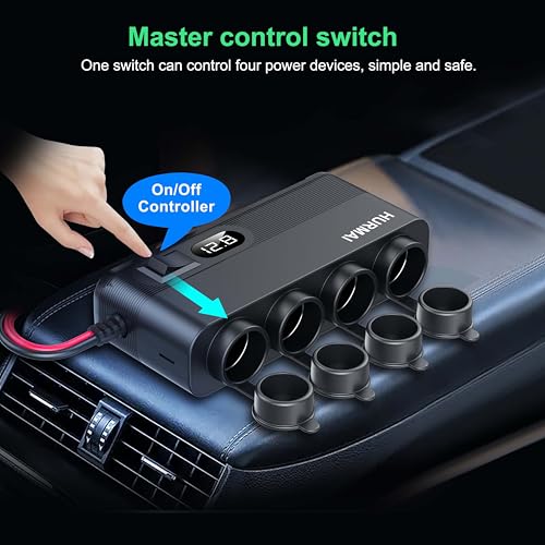 12V Socket Power Outlet 216W 10FT Cable USB C Car Charger Adapter | 216W USB-C fast charge. 10FT long cable. 12V/24V for cars/trucks/boats. Durable outlet for battery power supply.